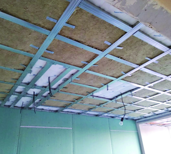 Каркасная звукоизоляция потолков и стен