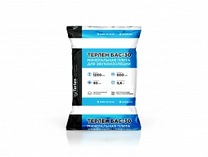 Звукоизоляционная плита Терлен Бас-30 1200х600х30мм (3,6 м2, 5 плит)